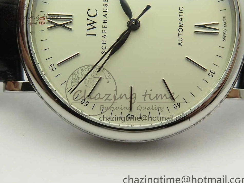 MIROTIME 0102 Portofino Automatic SS FKF 1:1 Best Edition White Dial SS Markers on Black Leather Strap A QuickDry 7138